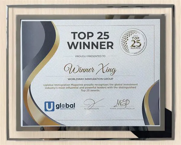 Dr. Winner Xing, Chairman of WorldWay Group, Honored as One of the World's Top 25 Immigration CEOs