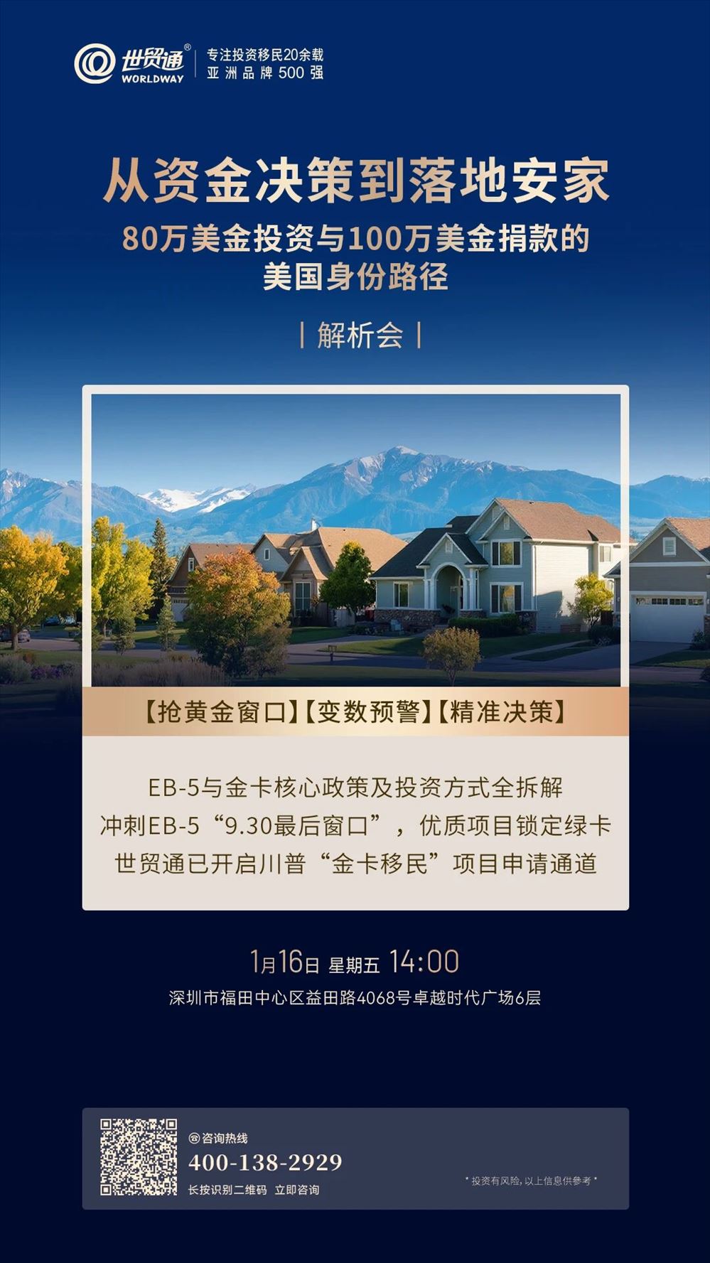 從資金決策到落地安家 80萬美金投資與100萬美金捐款的 美國身份路徑