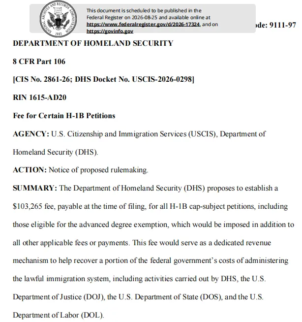 美国H-1B突变！拟加征10.3万美金
